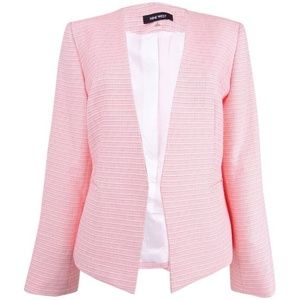 Blush Tweed Open Blazer Jacket